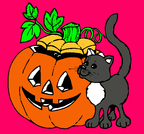 Calabaza y gato