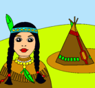 Dibujo India y tepee pintado por nagoreperez