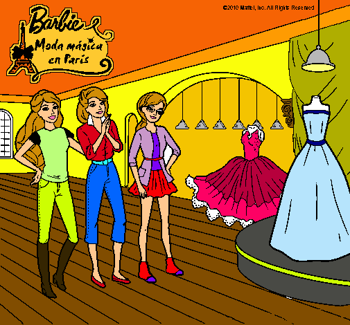 Barbie mirando vestidos