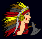 Dibujo Indio con grandes plumas pintado por apache