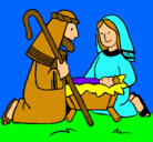 Dibujo Adoran al niño Jesús pintado por vvicente
