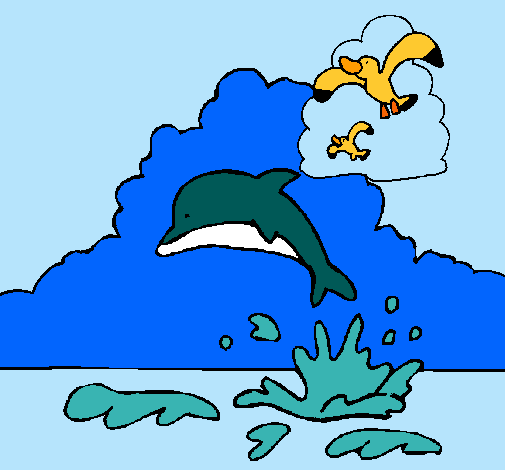 Dibujo Delfín y gaviota pintado por xiimeenaa