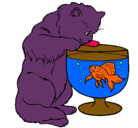 Dibujo Gato mirando al pez pintado por karla550