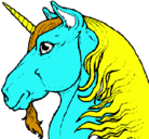 Dibujo Cabeza de unicornio pintado por becky