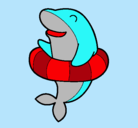 Dibujo Delfín con flotador pintado por cacheton
