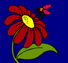 Dibujo Margarita con abeja pintado por critina