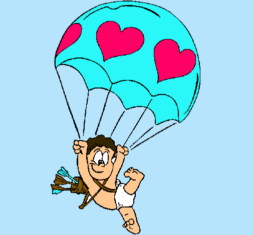Dibujo Cupido en paracaídas pintado por eric_yael
