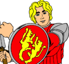 Dibujo Caballero con escudo de león pintado por prinsipe 