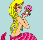 Dibujo Sirena y perla pintado por lola120