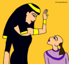 Dibujo Madre e hijo egipcios pintado por cleopatra