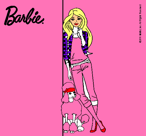 Barbie con cazadora de cuadros