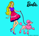 Dibujo Barbie paseando a su mascota pintado por oliris