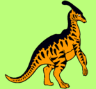 Dibujo Parasaurolofus con rayas pintado por coritosaurio