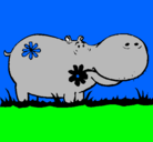 Dibujo Hipopótamo con flores pintado por calandrillo