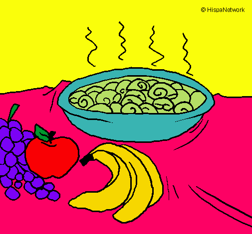 Dibujo Fruta y caracoles a la cazuela pintado por alejitho 