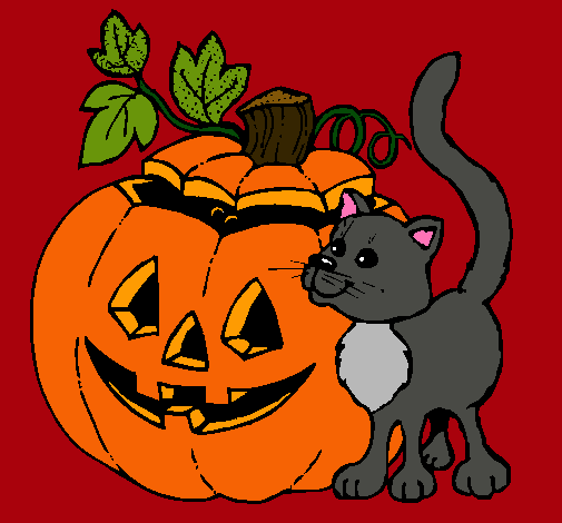 Calabaza y gato