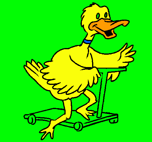 Pato en patinete