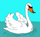 Dibujo Cisne en el agua pintado por adios