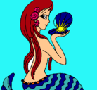 Dibujo Sirena y perla pintado por cheina7