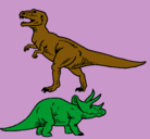 Dibujo Triceratops y tiranosaurios rex pintado por chaparrito