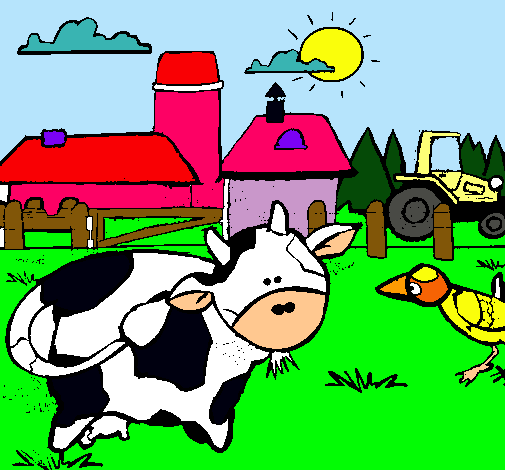 Vaca en la granja