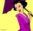Dibujo Geisha con paraguas pintado por 784856