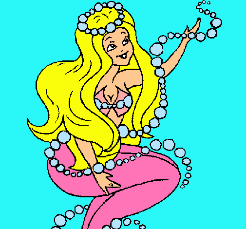 Dibujo Sirena entre burbujas pintado por Luised