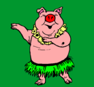 Dibujo Cerdo hawaiano pintado por patooooo