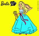 Dibujo Barbie vestida de novia pintado por maluma