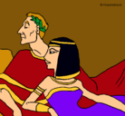 Dibujo César y Cleopatra pintado por piramidando