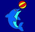 Dibujo Delfín jugando con una pelota pintado por DELFINES