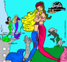 Dibujo Barbie sirena y la reina sirena pintado por jani