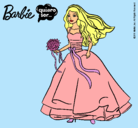 Dibujo Barbie vestida de novia pintado por firework