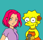 Dibujo Sakura y Lisa pintado por valegatita