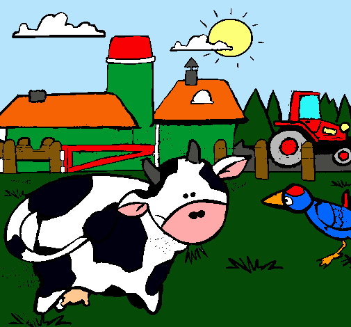 Vaca en la granja