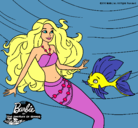 Dibujo Barbie sirena con su amiga pez pintado por 68729