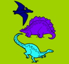 Dibujo Tres clases de dinosaurios pintado por adios