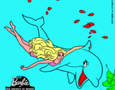 Dibujo Barbie y delfín pintado por irenelahoz