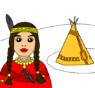 Dibujo India y tepee pintado por artol