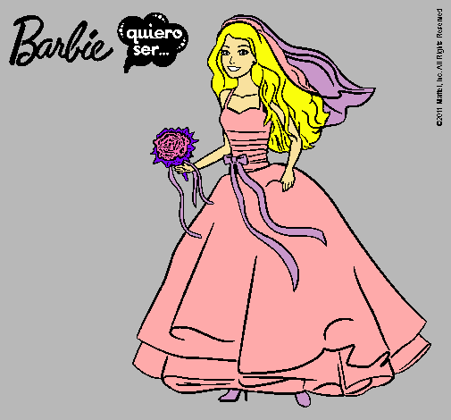 Dibujo Barbie vestida de novia pintado por vlentinita