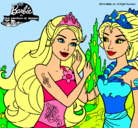 Dibujo Barbie se despiede de la reina sirena pintado por mariki