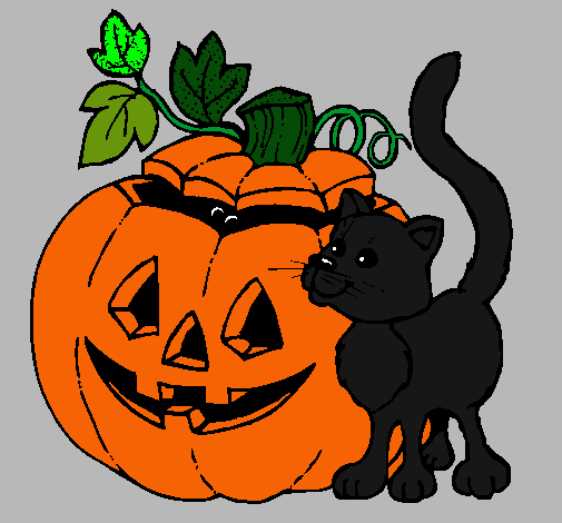 Calabaza y gato