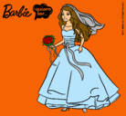 Dibujo Barbie vestida de novia pintado por lerelele