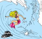 Dibujo Barbie practicando surf pintado por fairitopia