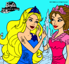 Dibujo Barbie se despiede de la reina sirena pintado por jani
