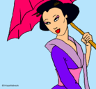Dibujo Geisha con paraguas pintado por lucia8