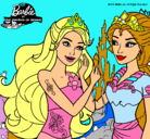 Dibujo Barbie se despiede de la reina sirena pintado por gela gomez