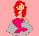 Dibujo Sirena sentada en una roca pintado por -Marie-