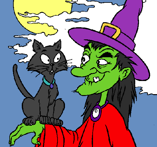 Bruja y gato