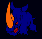 Dibujo Rinoceronte II pintado por cuernos
